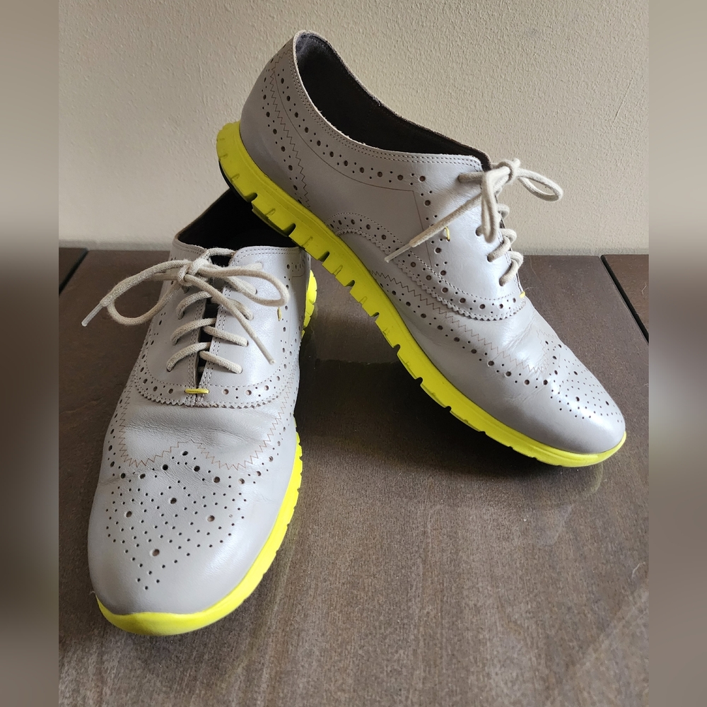 Cole Haan ZeroGrand Oxford Women's Sneakers, PRE-OWNED, Grey/Yellow, Size 10.5